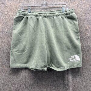 The North Face Fleece Shorts Mens Large Green Elastic Waist Outdoors Cotton